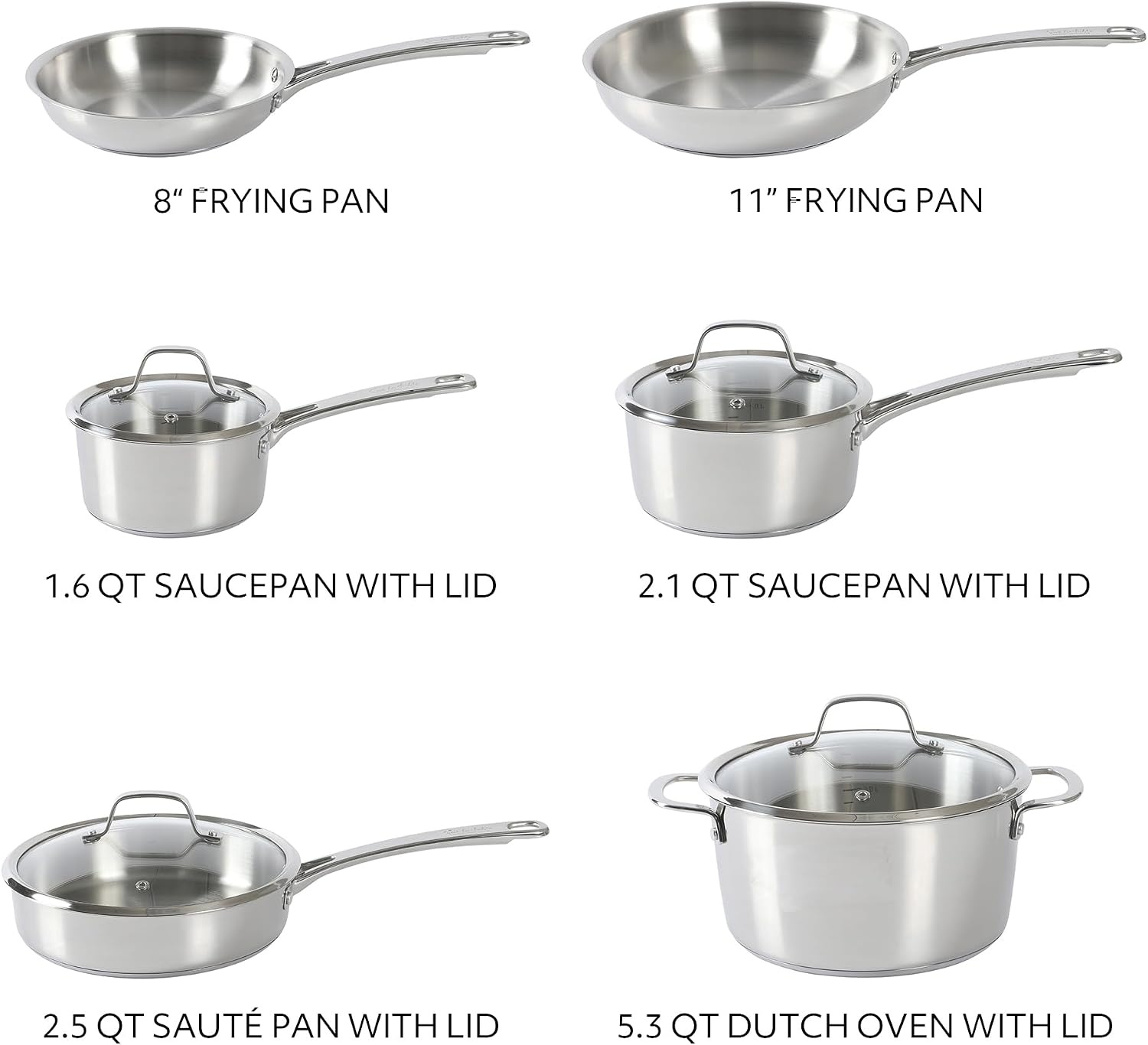 image:imageSur La Table Kitchen Essentials Chefs Deck 8Inch Stainless Steel Frying Pan Induction Ready Skillet with TriPly Base Polished Finish amp Hollow StayCool HandleStainless Steel
