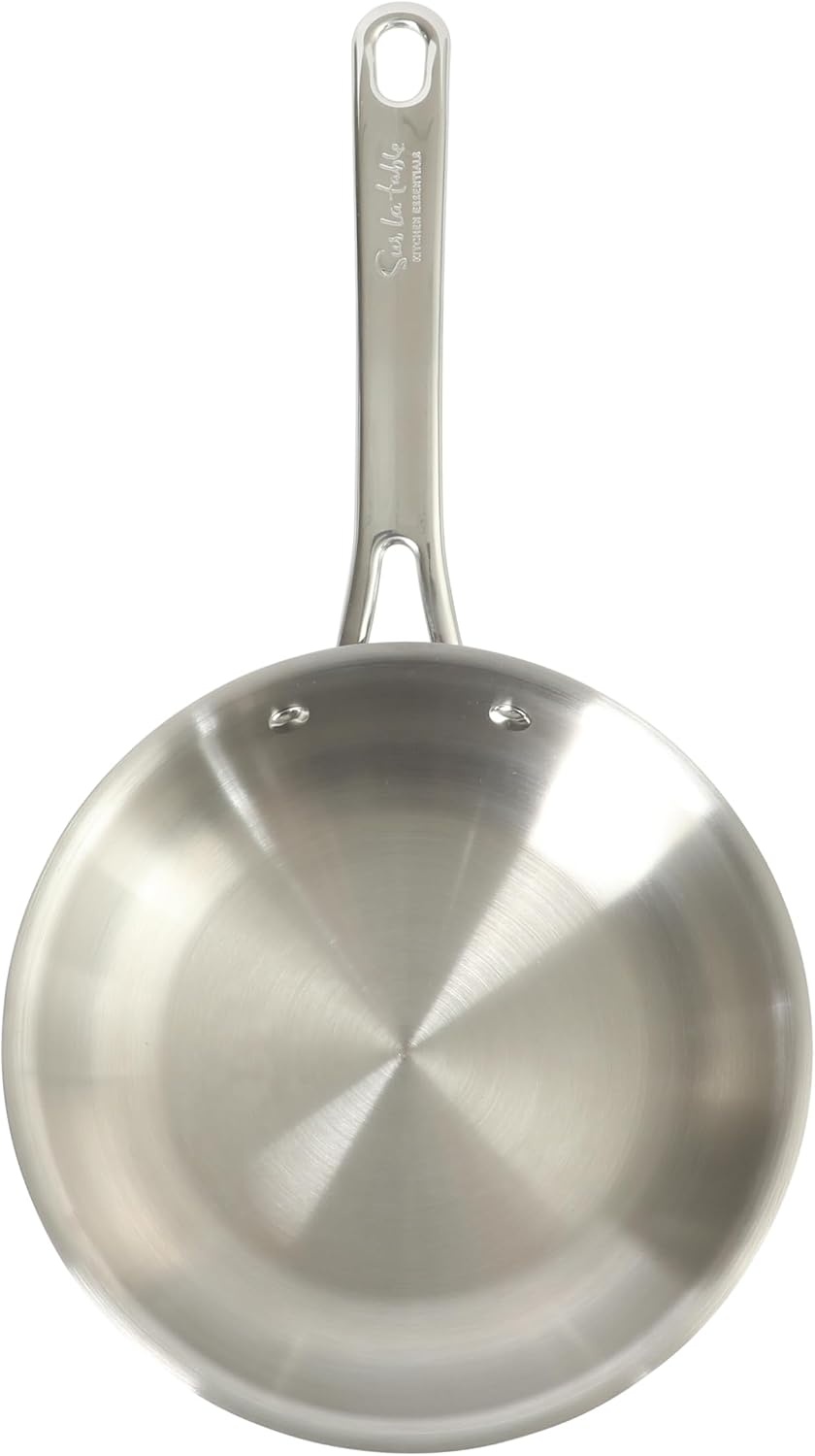 image:imageSur La Table Kitchen Essentials Chefs Deck 8Inch Stainless Steel Frying Pan Induction Ready Skillet with TriPly Base Polished Finish amp Hollow StayCool HandleStainless Steel