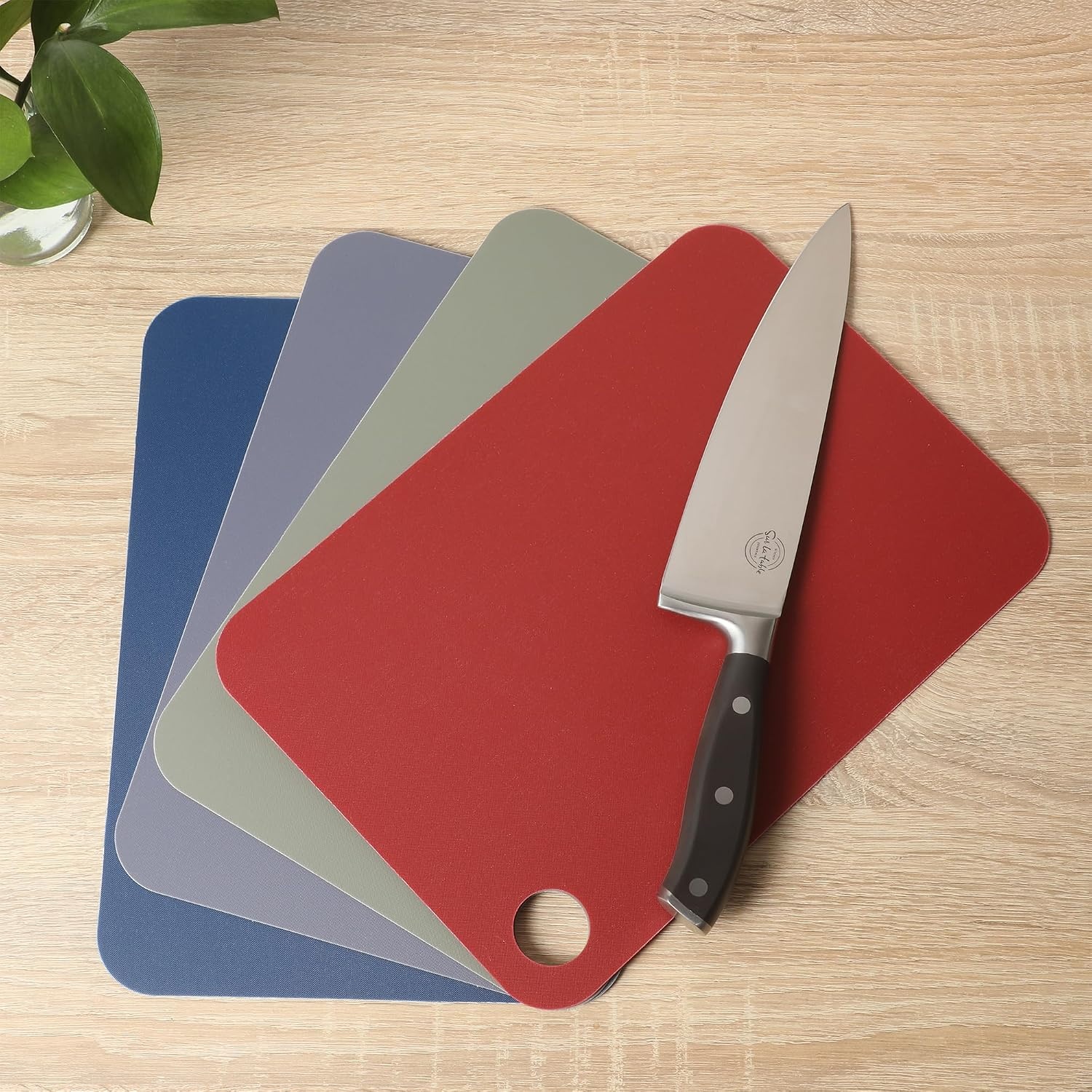 image:imageSur La Table Kitchen Essentials Crafty Carvery BPAFree Flexible Cutting Mats 4Piece ColorCoded Chopping Board Set Dishwasher Safe NonSlip 1175 x 825 Assorted Colors