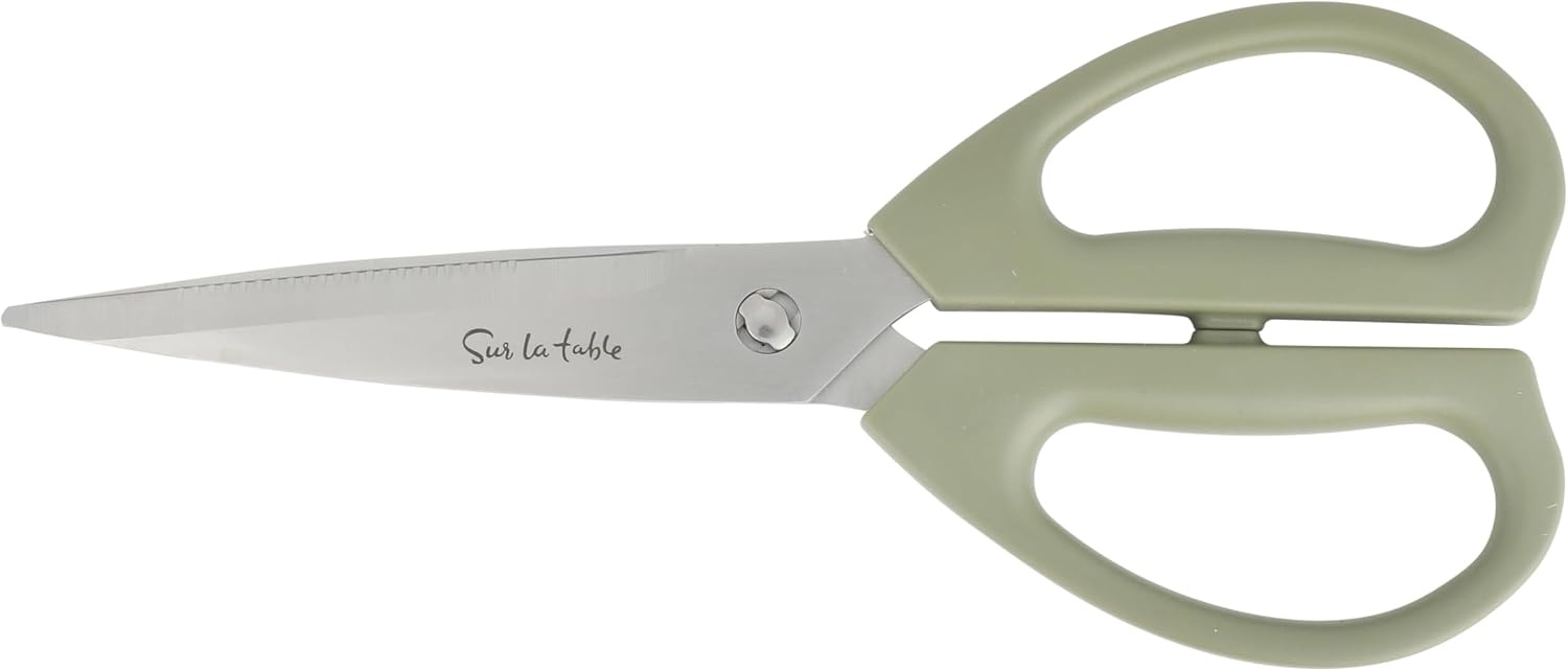 image:imageSur La Table Kitchen Essentials Tasting Kitchen HighCarbon German Steel 7 Piece Full Tang Forged Cutlery Knife Block Set Eggshell White WAshwood BlockJuniper Green w Ashwood Block