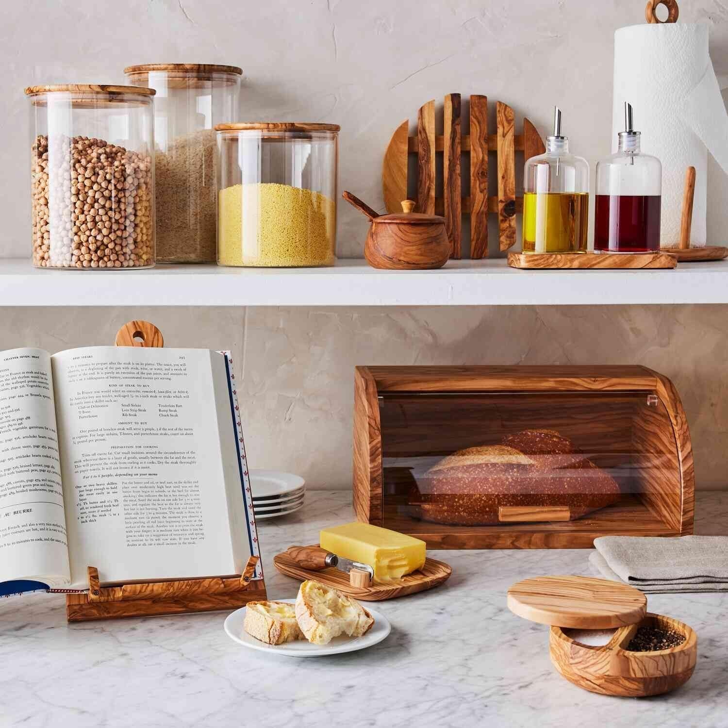 image:imageSur La Table Olivewood Oil and Vinegar Cruet Set Clear