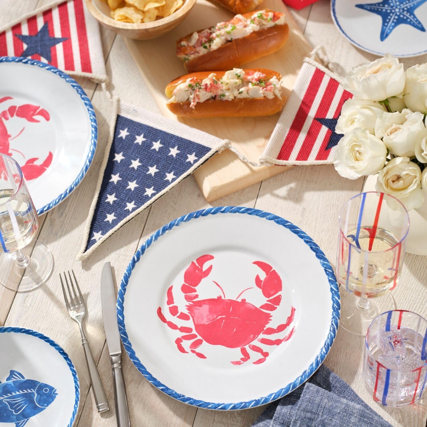 image:imageSur La Table Seaside Crab Melamine Dinner Plate Red