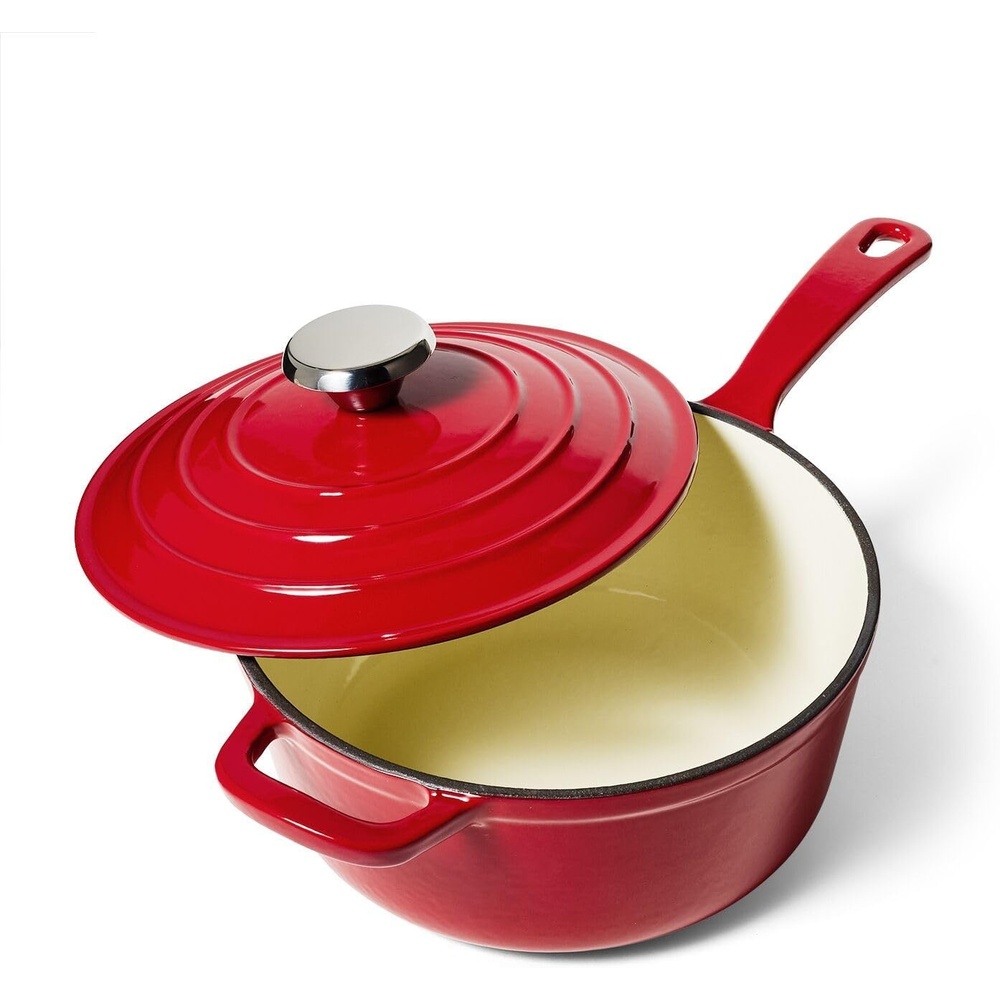 image:imageSur La Table Enameled Cast Iron Saucepan 25 qt Red