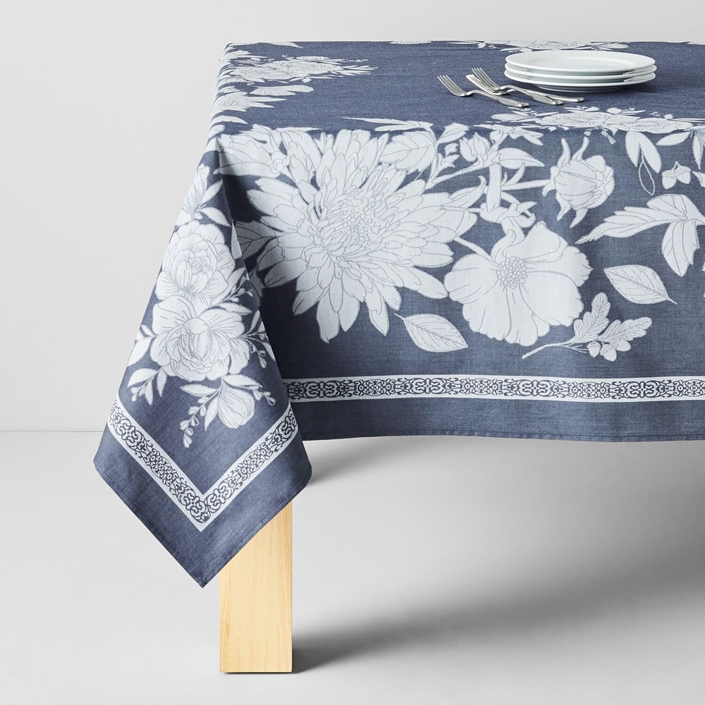 image:imageSur La Table Jacquard Floral Tablecloth Indigo BlueBlue