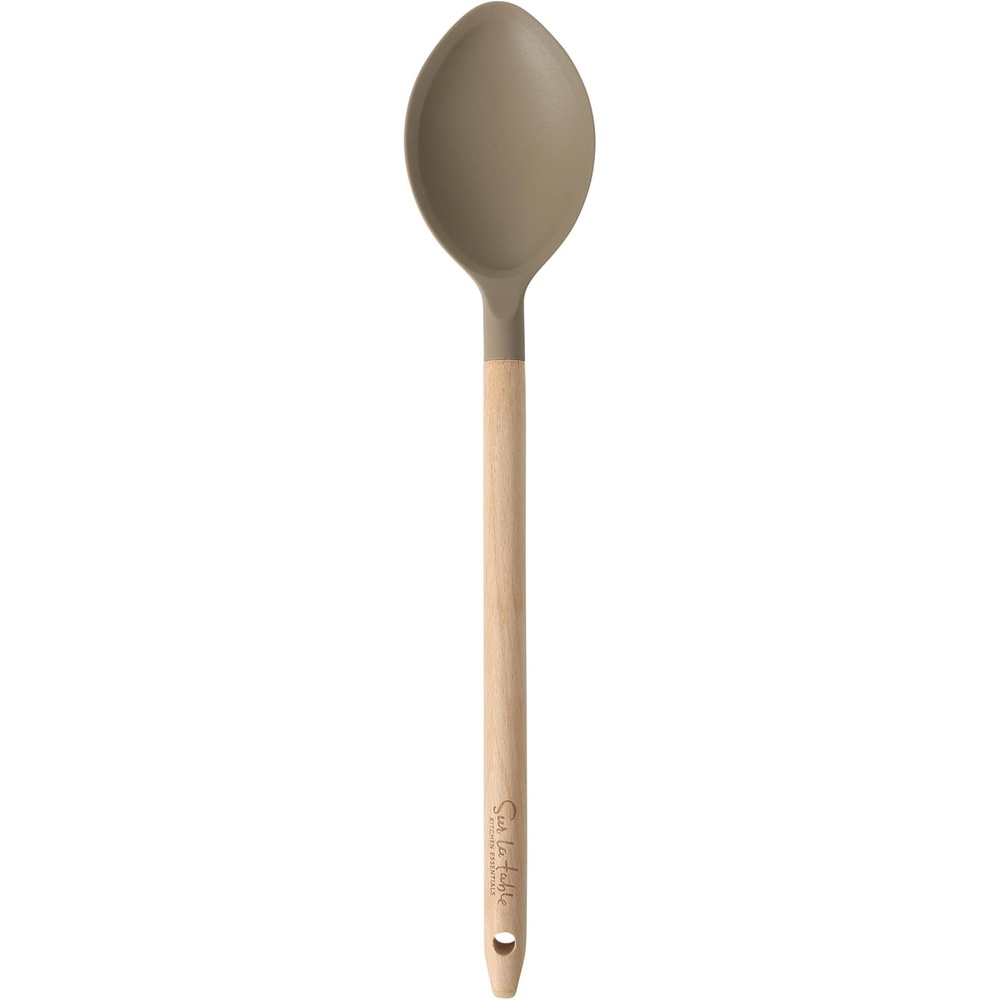 image:imageSur La Table Kitchen Essential Mealcraft Silicone Spatula  Juniper GreenTaupe SiliconeBeechwood