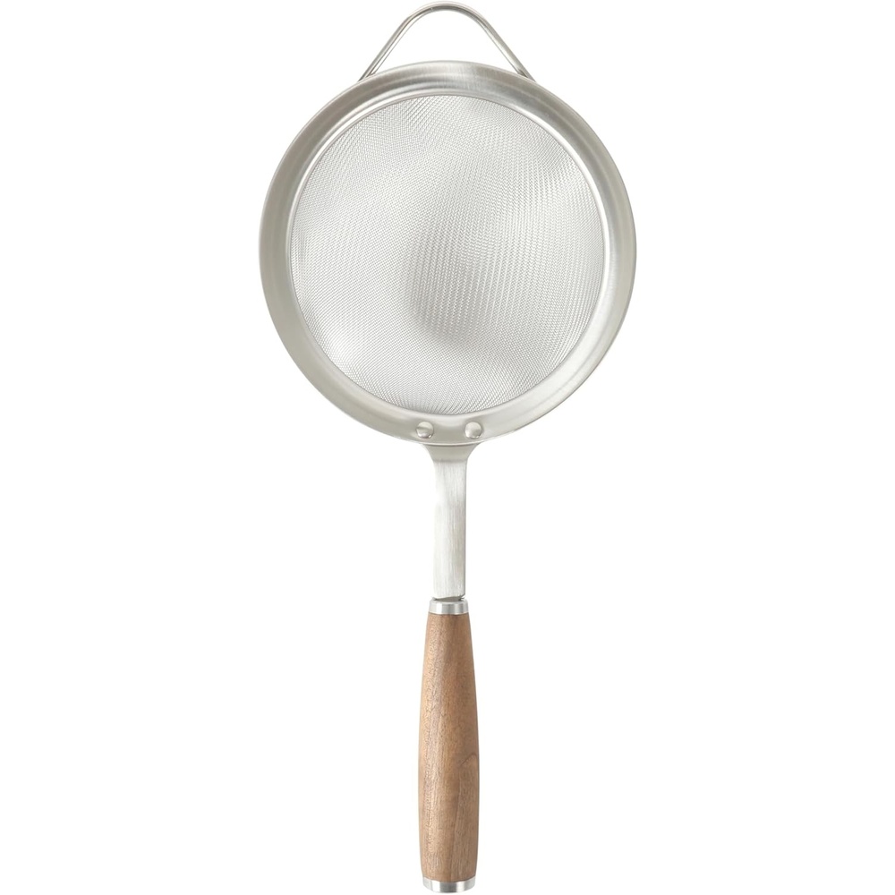 image:imageSur La Table Kitchen Essential Stainless Steel WWalnut Handle 55 Inch Mesh Strainer and Sifter