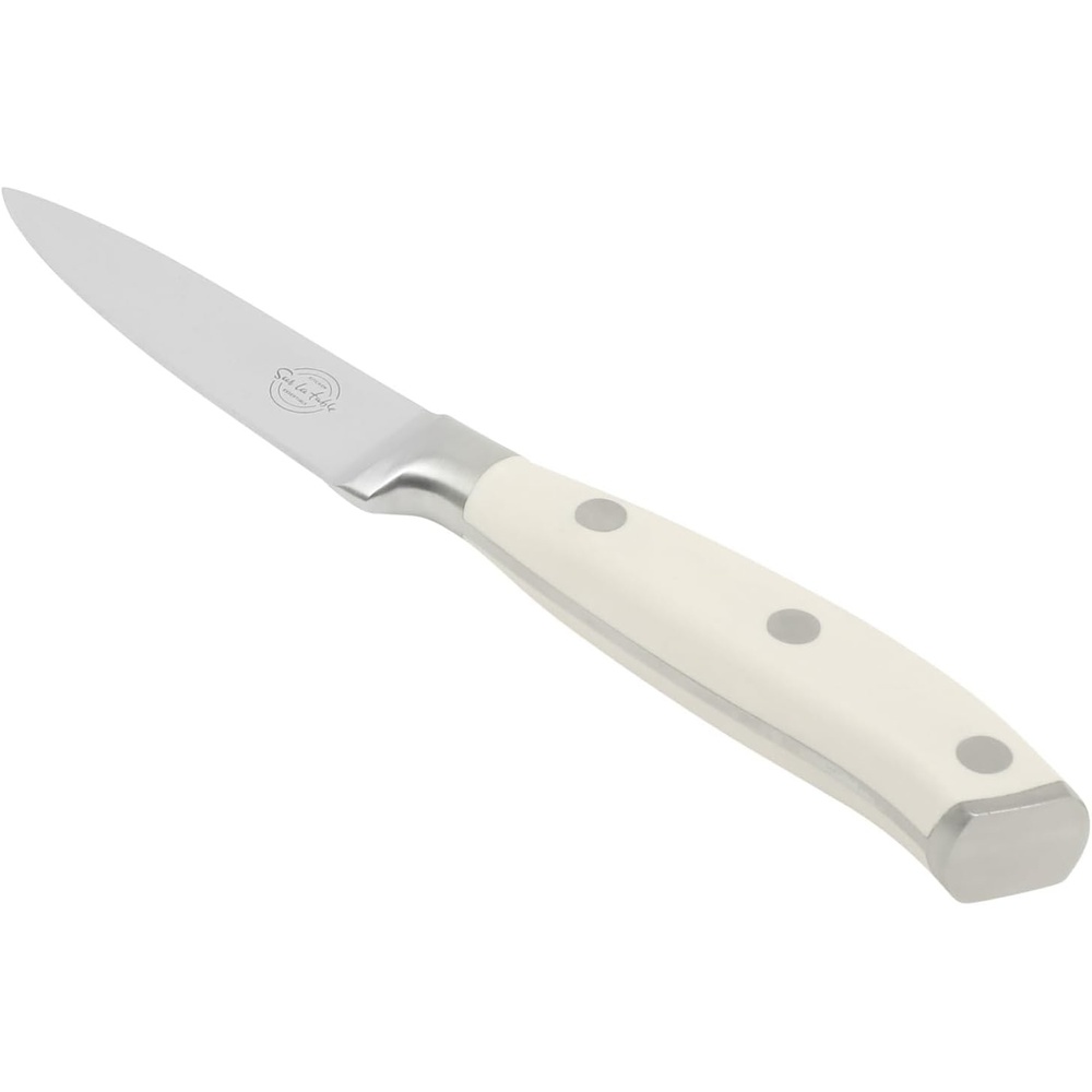 image:imageSur La Table Kitchen Essential Tasting Kitchen German Steel Paring Knife 35Inch Stainless Steel Blade Professional Kitchen Knife with White Handle and Forged Full Tang