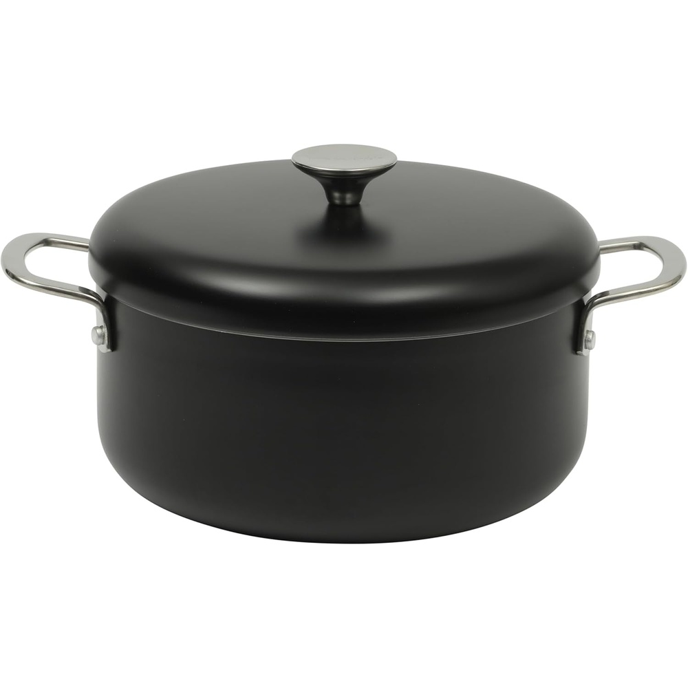 image:imageSur La Table Kitchen Essentials Potluck Porch 5 Quart Aluminum Dutch Oven Pot wAluminum Lid PFA FREE Ceramic Interior Cookware Pot Induction Black
