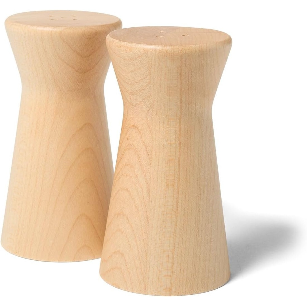 image:imageSur La Table Maple Wood Salt amp Pepper Shakers Natural Maple Hardwood Shaker Set for Counter Storage and Table Service