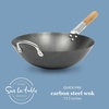 SUR LA TABLE Kitchen Essentials Quick Fire 13.5″ Carbon Steel Flat Bottom Wok – Durable Nonstick Stir Fry Pan