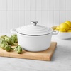 Sur La Table 4-Qt Enameled Cast Iron Dutch Oven – Oven & Broiler to 500°F, Induction Compatible, with Lid for Braising, Baking & Deep Frying, Nonstick Interior, Light Blue(White)
