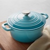 Sur La Table 4-Qt Enameled Cast Iron Dutch Oven – Oven & Broiler to 500°F, Induction Compatible, with Lid for Braising, Baking & Deep Frying, Nonstick Interior, Light Blue(Light Blue)