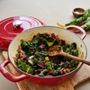 Sur La Table Enameled Cast Iron Deep Braiser, 5 Qt, Red, Domed Lid Braising Pan for Slow Cooking, Searing and Oven-to-Table Serving, 5 Qt