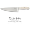 Sur La Table Kitchen Essential Tasting Kitchen German Steel Chef’s Knife, 8-Inch Stainless Steel Blade – Professional Kitchen Knife with Black Handle and Forged Full Tang(Eggshell White)