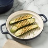 Sur La Table Kitchen Essentials 4-Piece Enameled Cast Iron Stackable Cookware Set, 5.3 Qt Dutch Oven with Lid, Braiser & Grill Pan, Navy Blue, Gold Knob Oven Safe to 500°F, Induction Compatible(Navy Blue w/ Gold Knob (Cookware Set))