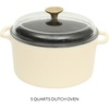 Sur La Table Kitchen Essentials 4-Piece Enameled Cast Iron Stackable Cookware Set, 5.3 Qt Dutch Oven with Lid, Braiser & Grill Pan, Navy Blue, Gold Knob Oven Safe to 500°F, Induction Compatible(Eggshell White (5qt Dutch))