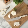 Sur La Table Kitchen Essentials Knife Set with Block, 14-Piece Forged German Steel Kitchen Knives, Beech Wood Block, Chef, Santoku, Bread & Steak Knives, Shears & Sharpener – Blue(Linen White (14pc Set))