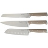Sur La Table Kitchen Essentials Knife Set with Block, 14-Piece Forged German Steel Kitchen Knives, Beech Wood Block, Chef, Santoku, Bread & Steak Knives, Shears & Sharpener – Blue(Taupe (14pc Set))