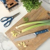 Sur La Table Kitchen Essentials Knife Set with Block, 14-Piece Forged German Steel Kitchen Knives, Beech Wood Block, Chef, Santoku, Bread & Steak Knives, Shears & Sharpener – Blue(Blue (14pc Set))