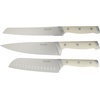 Sur La Table Kitchen Essentials Knife Set with Block, 14-Piece Forged German Steel Kitchen Knives, Beech Wood Block, Chef, Santoku, Bread & Steak Knives, Shears & Sharpener – Blue(Linen White (14pc Set))
