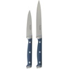 Sur La Table Kitchen Essentials Knife Set with Block, 14-Piece Forged German Steel Kitchen Knives, Beech Wood Block, Chef, Santoku, Bread & Steak Knives, Shears & Sharpener – Blue(Blue (14pc Set))