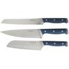 Sur La Table Kitchen Essentials Knife Set with Block, 14-Piece Forged German Steel Kitchen Knives, Beech Wood Block, Chef, Santoku, Bread & Steak Knives, Shears & Sharpener – Blue(Blue (14pc Set))