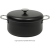 Sur La Table Kitchen Essentials Potluck Porch 5 Quart Aluminum Dutch Oven Pot w/Aluminum Lid PFA FREE Ceramic Interior Cookware Pot – Induction – Black