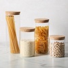 Sur La Table Kitchen Essentials Rue Lumiere 4-Piece Handmade Glass Canister Set with Airtight Cork Lids, Clear – 57 oz, 45 oz, 34 oz & 25 oz, Food Storage Jars, Dishwasher Safe, Pantry Organization(Set of 4 (57 oz  45 oz  34 oz & 25 oz))