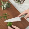 Sur La Table Kitchen Essentials Tasting Kitchen High-Carbon German Steel 7 Piece Full Tang Forged Cutlery Knife Block Set – Eggshell White W/Ashwood Block(Juniper Green w/ Ashwood Block)