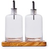 Sur La Table Olivewood Oil and Vinegar Cruet Set, Clear