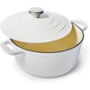 Sur La Table 4-Qt Enameled Cast Iron Dutch Oven – Oven & Broiler to 500°F, Induction Compatible, with Lid for Braising, Baking & Deep Frying, Nonstick Interior, Light Blue(White)