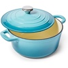 Sur La Table 4-Qt Enameled Cast Iron Dutch Oven – Oven & Broiler to 500°F, Induction Compatible, with Lid for Braising, Baking & Deep Frying, Nonstick Interior, Light Blue(Light Blue)