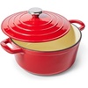 Sur La Table 4-Qt Enameled Cast Iron Dutch Oven – Oven & Broiler to 500°F, Induction Compatible, with Lid for Braising, Baking & Deep Frying, Nonstick Interior, Light Blue(Red)