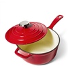 Sur La Table Enameled Cast Iron Saucepan, 2.5 qt, Red