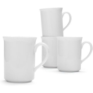 Sur La Table Bistro Mugs, Set of 4, White, Set of 4 Classic White Porcelain Mugs for Everyday Coffee and Tea Service, Set of 4