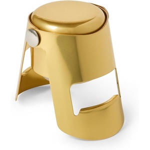 Sur La Table Gold Champagne Stopper, Hinged Lever Stopper in Polished Gold Finish to Preserve Champagne Fizz