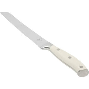 Sur La Table Kitchen Essential Tasting Kitchen German Steel Bread Knife, 8-Inch Stainless Steel Blade – Professional Kitchen Knife with White Handle and Forged Full Tang