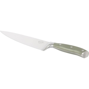 Sur La Table Kitchen Essential Tasting Kitchen German Steel Chef’s Knife, 8-Inch Stainless Steel Blade – Professional Kitchen Knife with Black Handle and Forged Full Tang(Juniper Green)