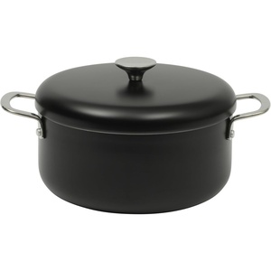 Sur La Table Kitchen Essentials Potluck Porch 5 Quart Aluminum Dutch Oven Pot w/Aluminum Lid PFA FREE Ceramic Interior Cookware Pot – Induction – Black