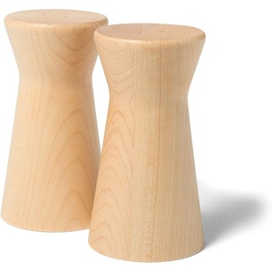 Sur La Table Maple Wood Salt & Pepper Shakers, Natural Maple Hardwood Shaker Set for Counter Storage and Table Service