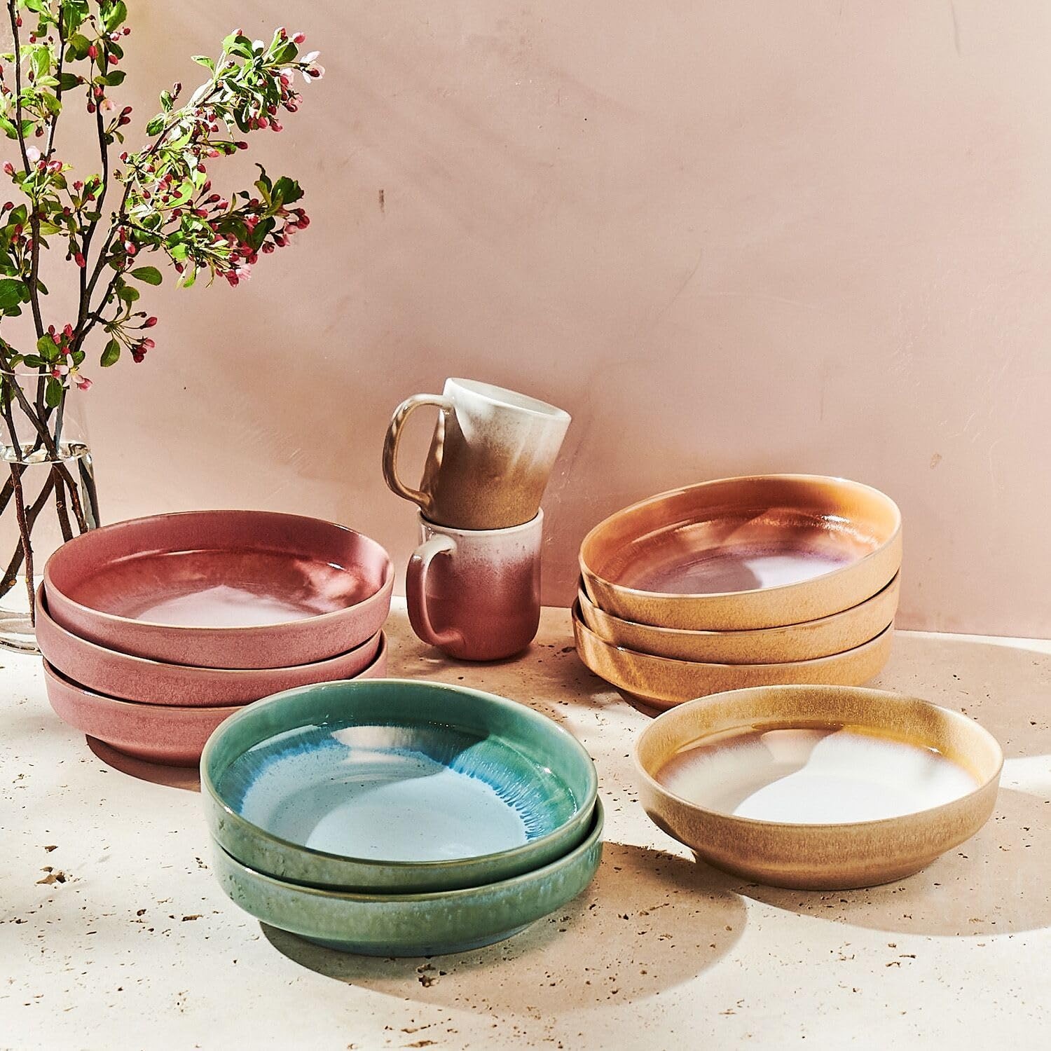 image:imageSur la table Lucent Reactive Glaze Pasta Bowl Taupe