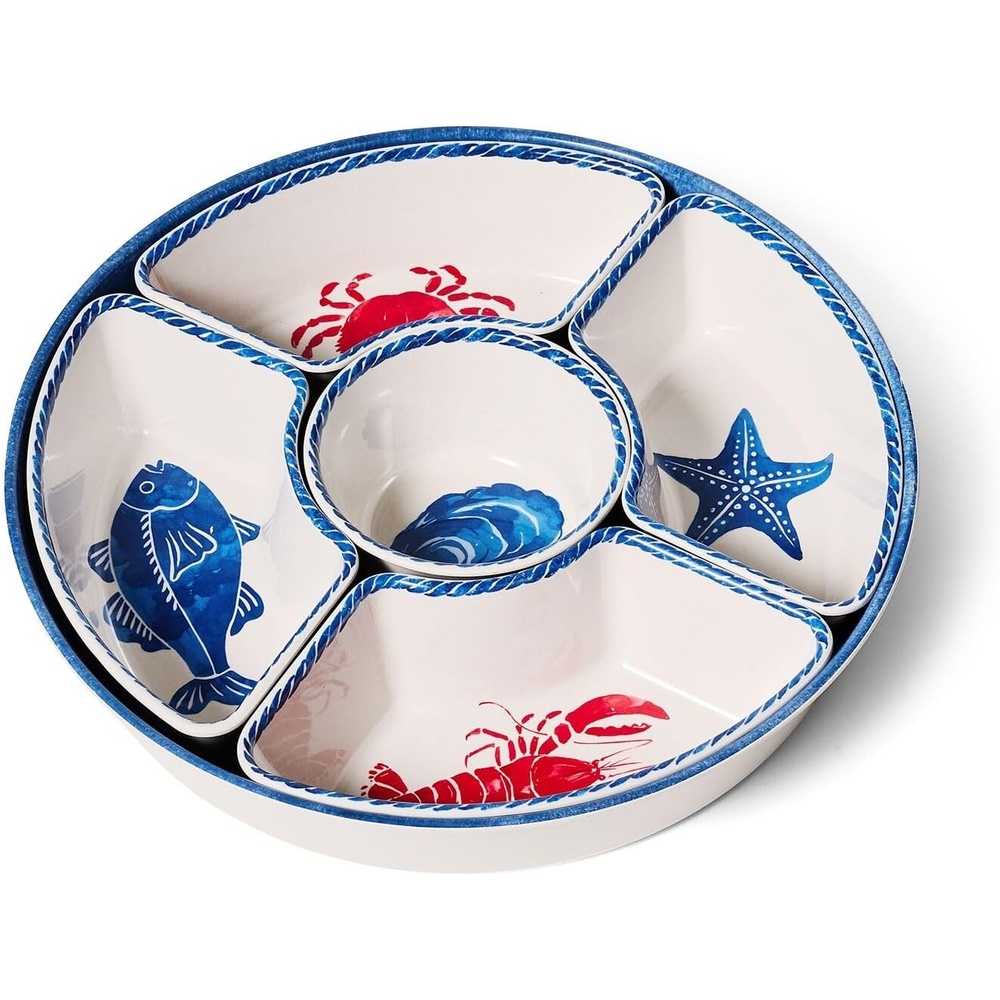image:imageSur La Table Seaside 6Section Serve Platter White