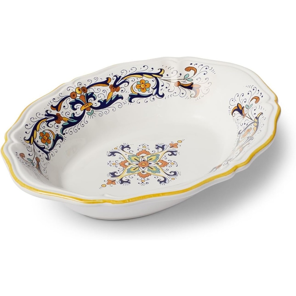image:imageSur La Table Nova Deruta Baroque Medallion Oval Bowl White