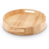 Sur La Table SLT847089 Large Round Serving Tray for Food and Drinks, Easy to Clean, Made from Hevea Wood with FSC Certified Materials, 35.6 x 35.6 x 6.4cm, Colour Me Happy, Natural Wood(Brown)