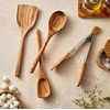 Sur La Table Olivewood Tipped Tongs, Tan