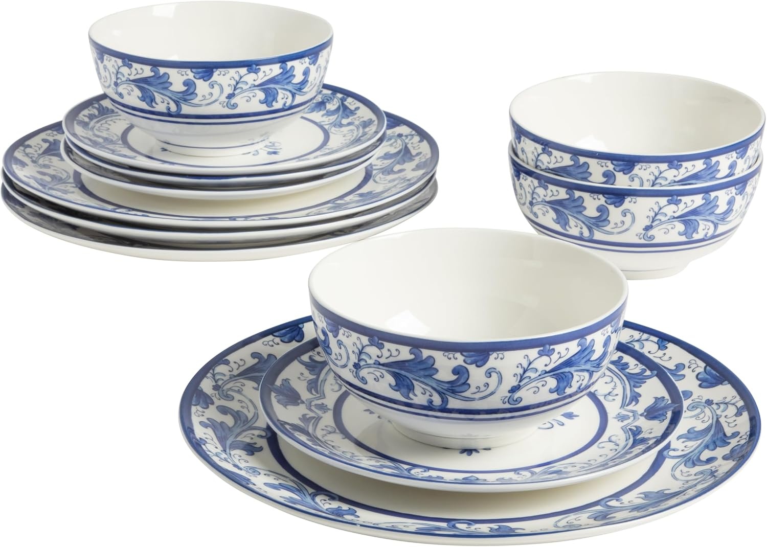 image:imageSur La Table Kitchen Essentials Plates and Bowls Set 12 Piece DinnerwareBlue