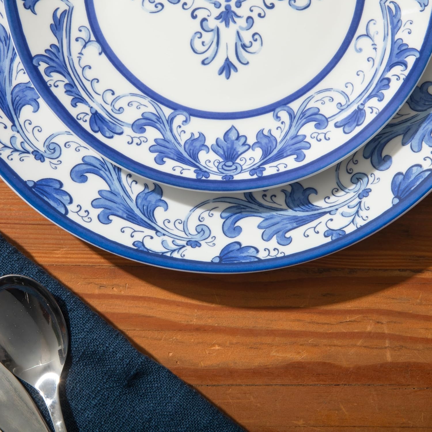 image:imageSur La Table Kitchen Essentials Plates and Bowls Set 12 Piece DinnerwareBlue