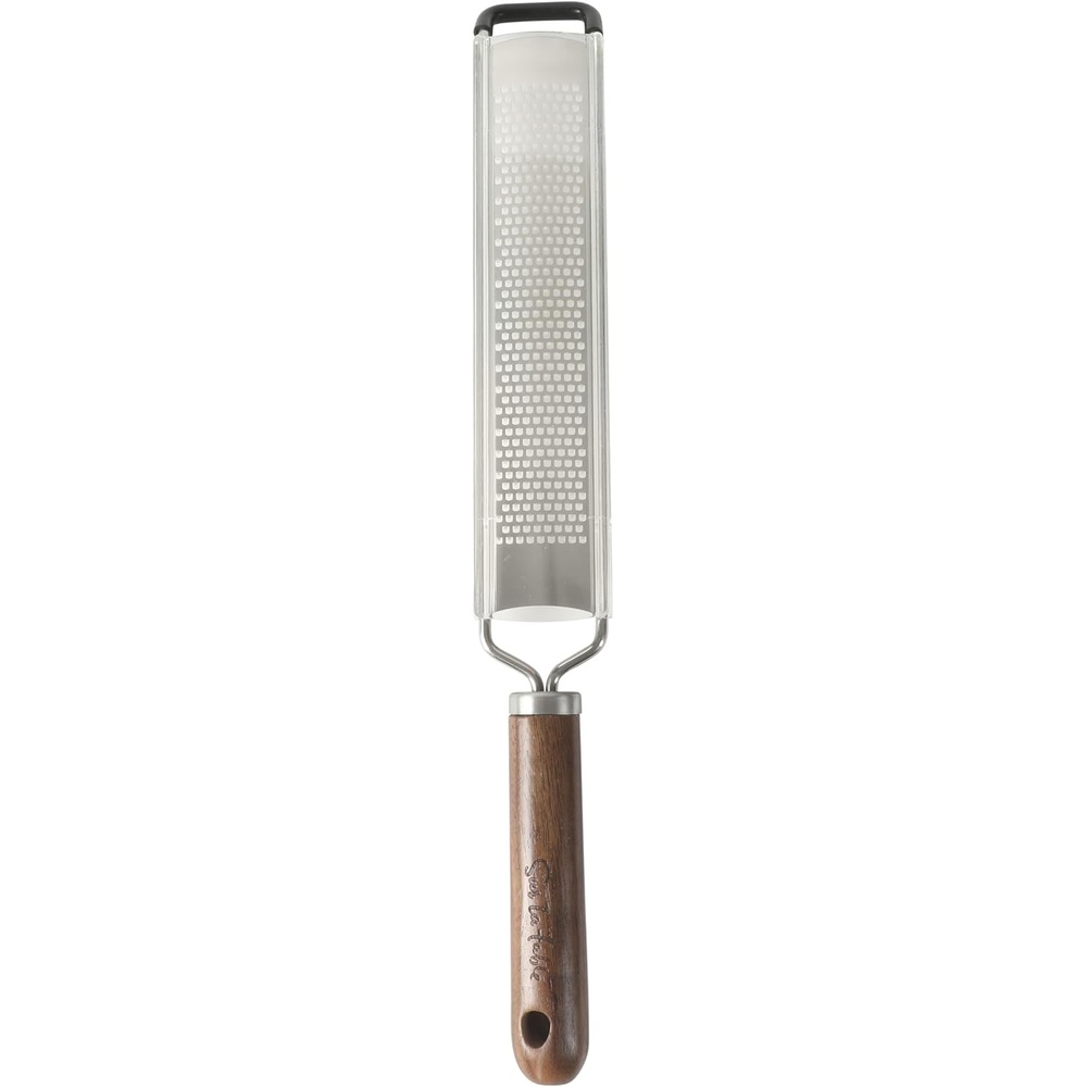 image:imageSur La Table Kitchen Essentials Flat Grater Etched Stainless Steel Blade with Black Walnut Wood Handle Cheese Grater and ZesterLong Grater