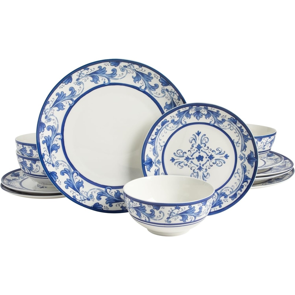 image:imageSur La Table Kitchen Essentials Plates and Bowls Set 12 Piece DinnerwareBlue
