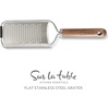 Sur La Table Kitchen Essentials Flat Grater, Etched Stainless Steel Blade with Black Walnut Wood Handle, Cheese Grater and Zester(Flat Grater)